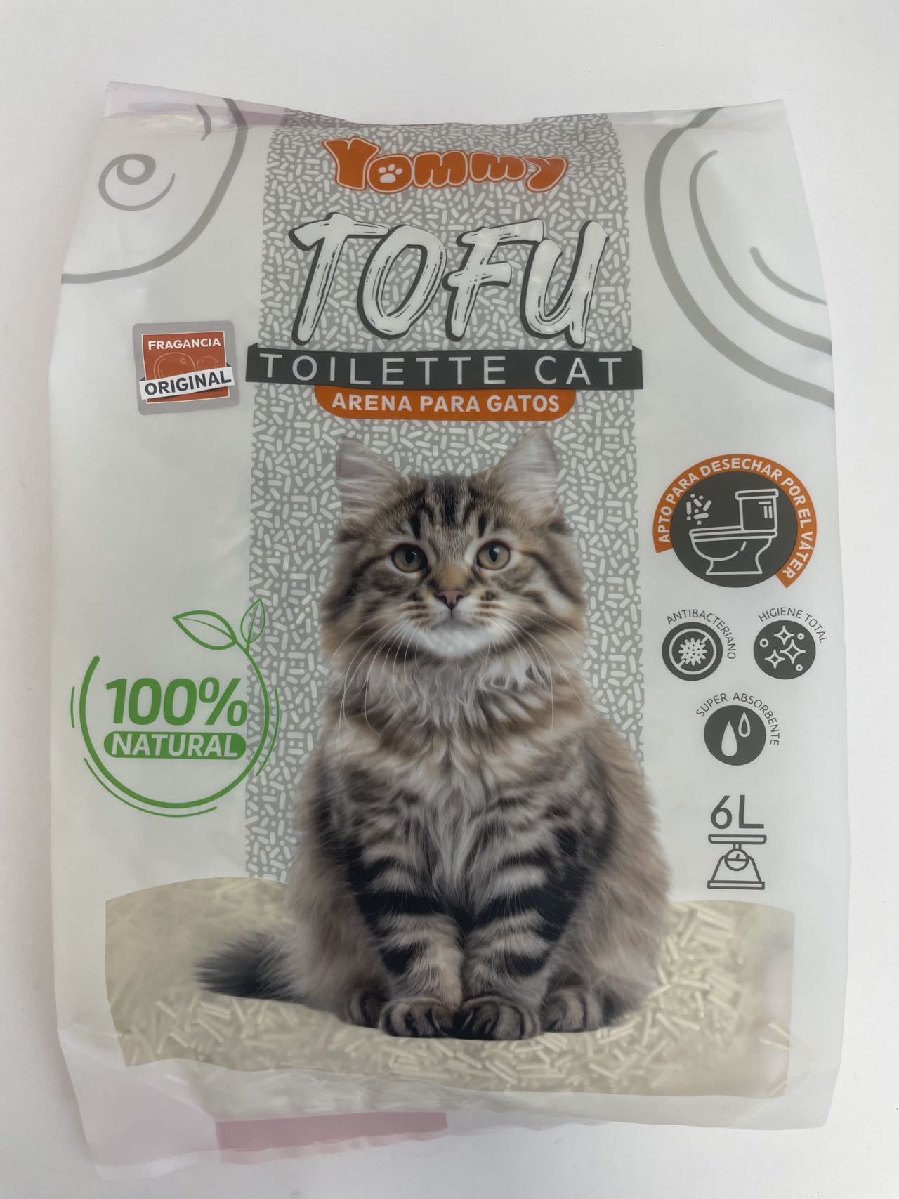 Arena para gatos de tofu puro de 6 l