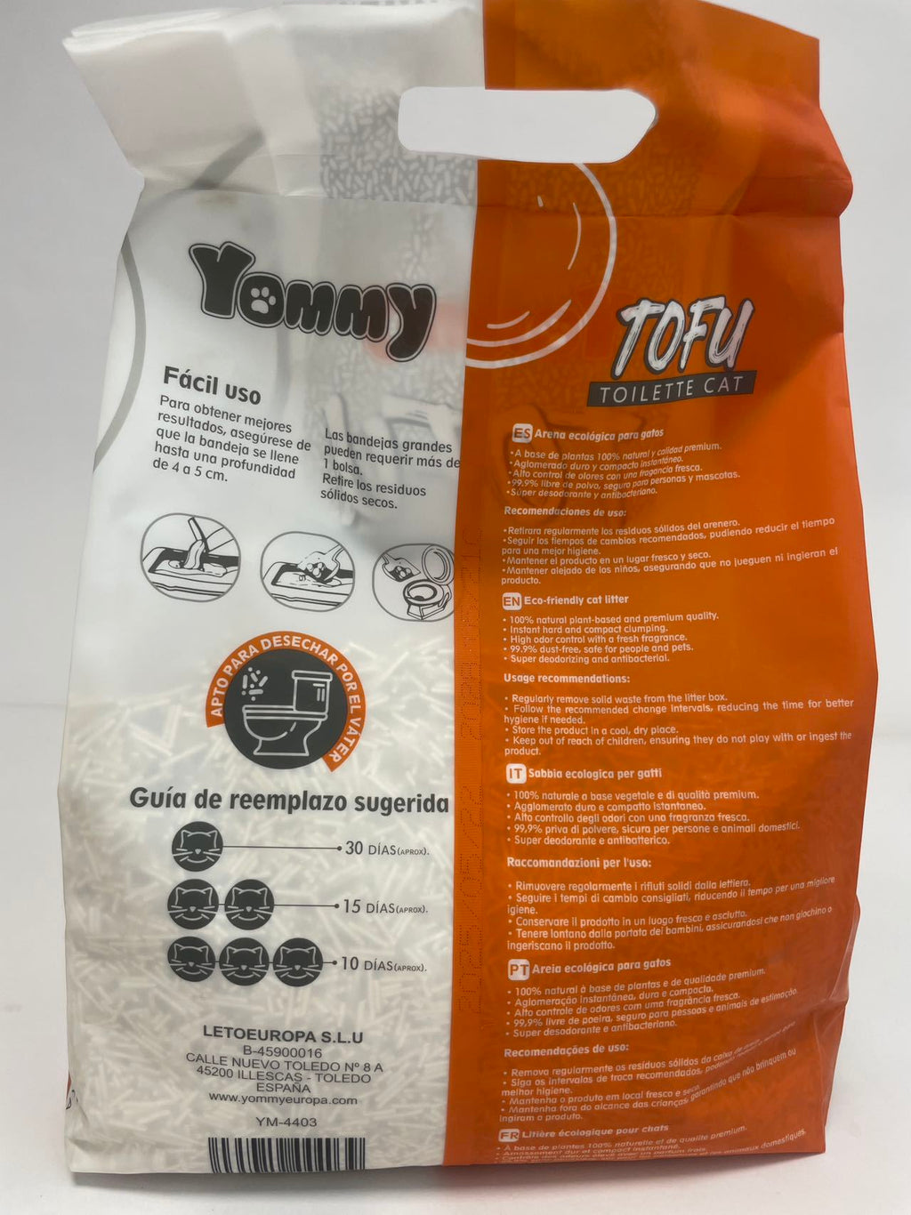 Arena para gatos de tofu puro de 6 l