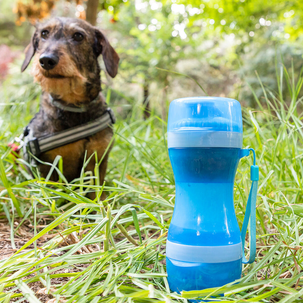 Botella 2 en 1 Dispensador de agua y comida portátil para mascotas
