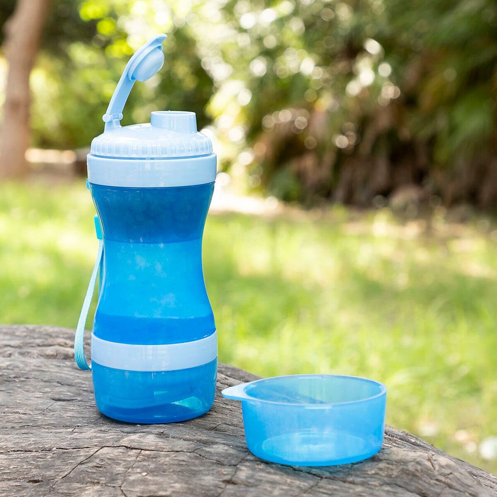 Botella 2 en 1 Dispensador de agua y comida portátil para mascotas