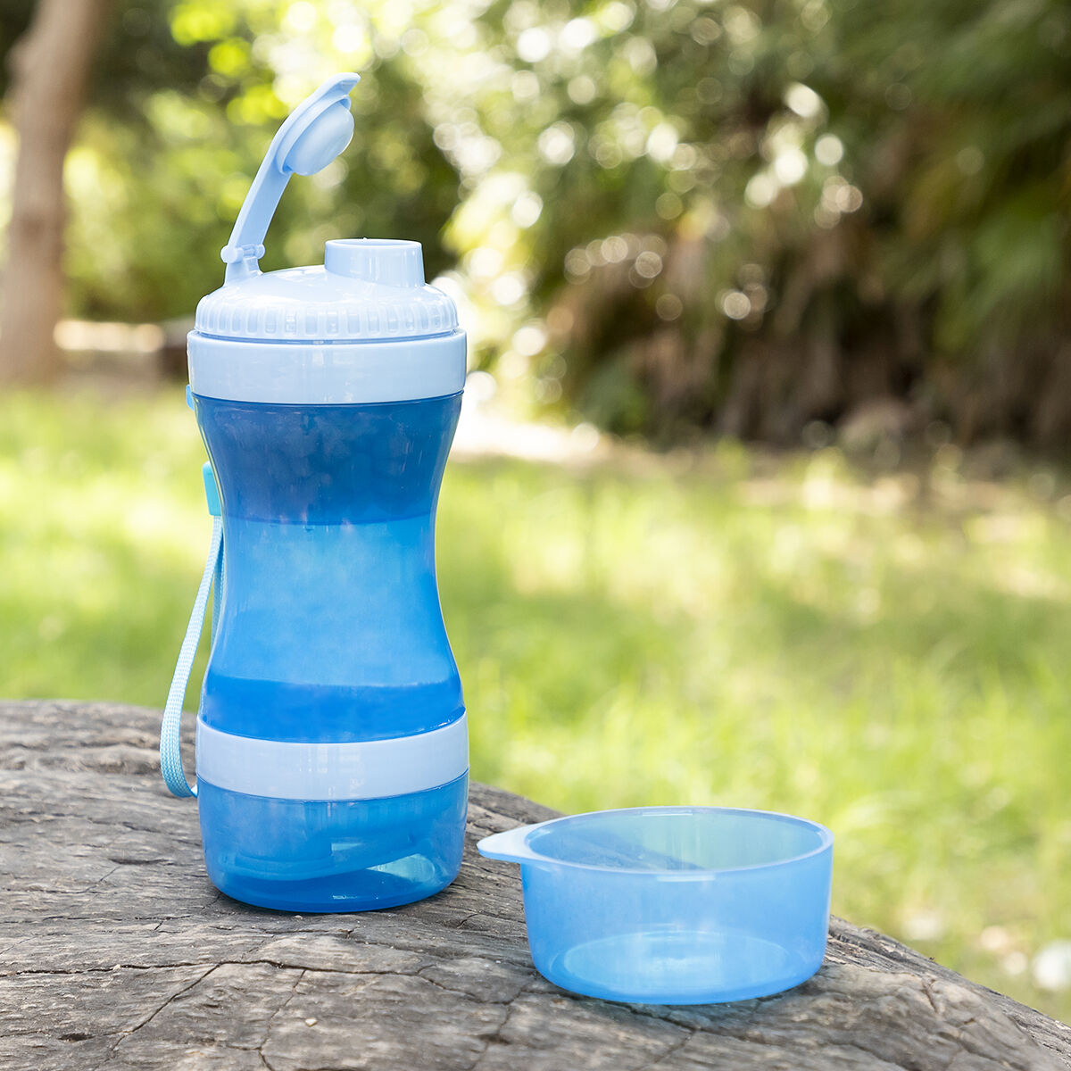Botella 2 en 1 Dispensador de agua y comida portátil para mascotas