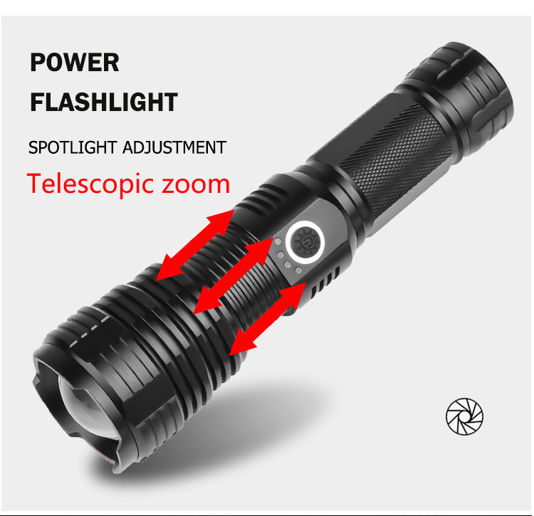 Linterna LED táctica recargable de alta potencia P70 - Imagen 2